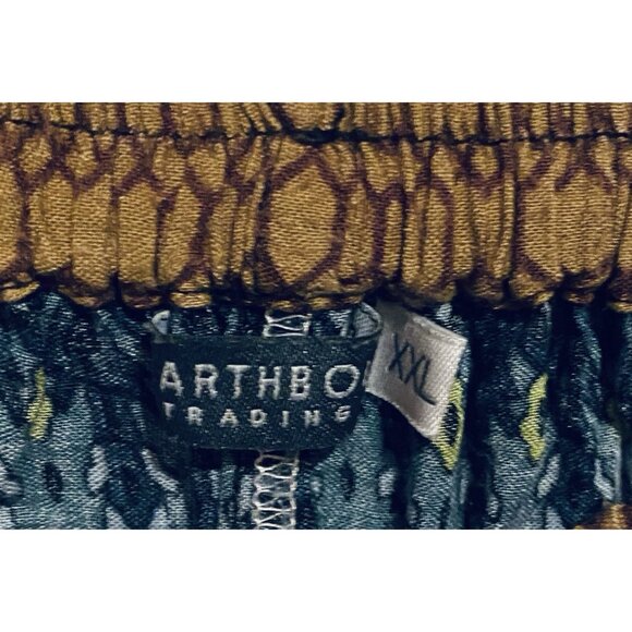 Earthbound Trading Pants Womens XXL Blue Green Paisley Floral Jogger Boho Harem - Picture 4 of 6